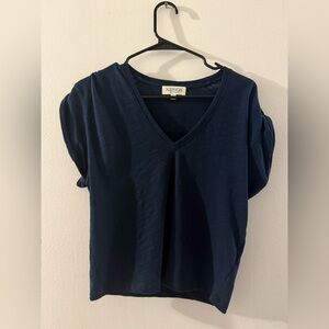 Navy V-Neck Short Sleeve Top